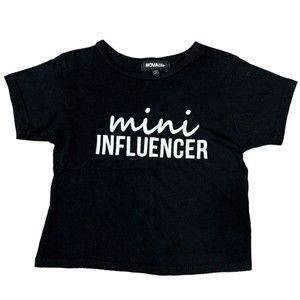Nova Kids T-Shirt Girls Size 4 Mini Influencer Short Sleeve Black White Top